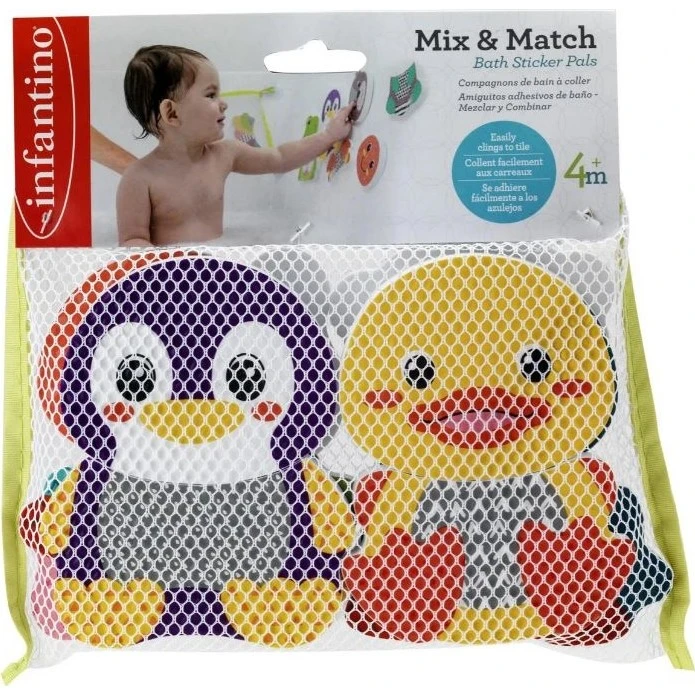 Infantino Pěnové samolepky zvířátek do koupele Mix a Match - 