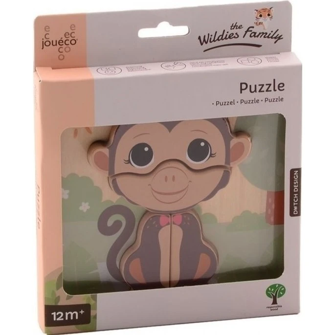 JOUÉCO Dřevěné puzzle Tiger varianta Monkey