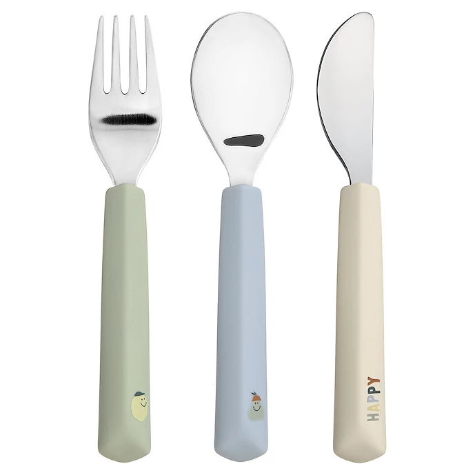 Lassig Příbor Cutlery se silikonovou rukojetí 3ks varianta Happy Fruits Lemon