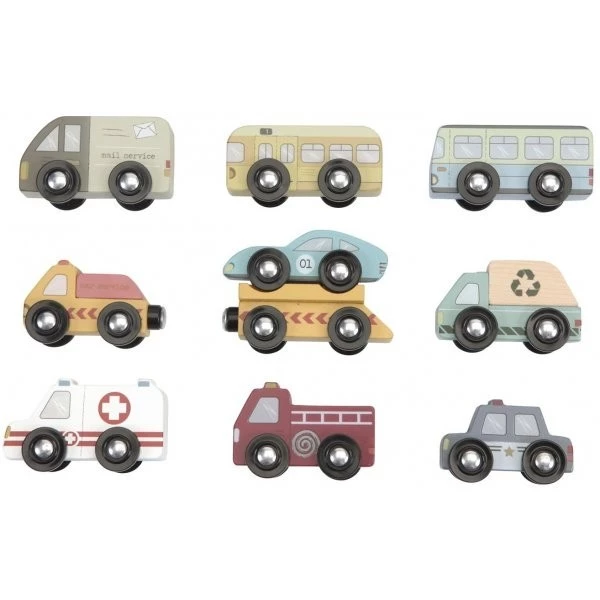 Little Dutch Vláčkodráha dřevěná - set autíček