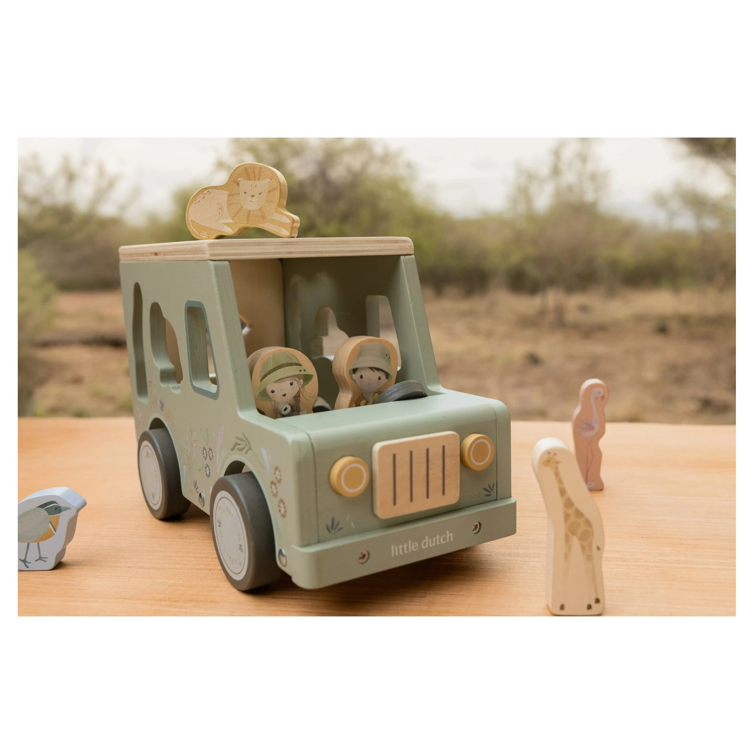 Little Dutch Auto s vkládacími tvary dřevěné Safari Friends - 