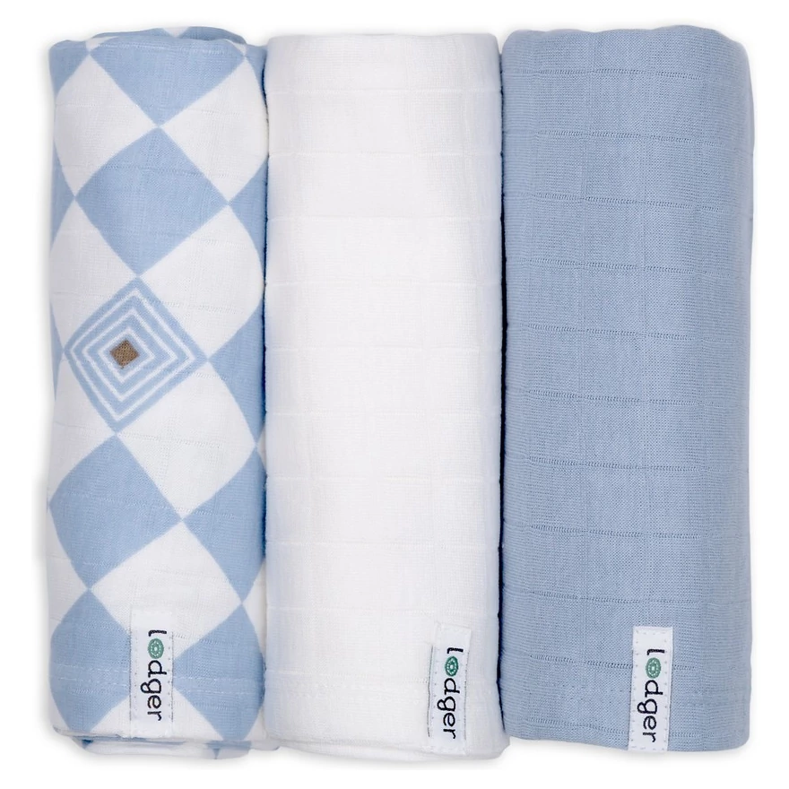 LODGER Swaddler Solid Matcha 3 ks varianta Blue Fogg