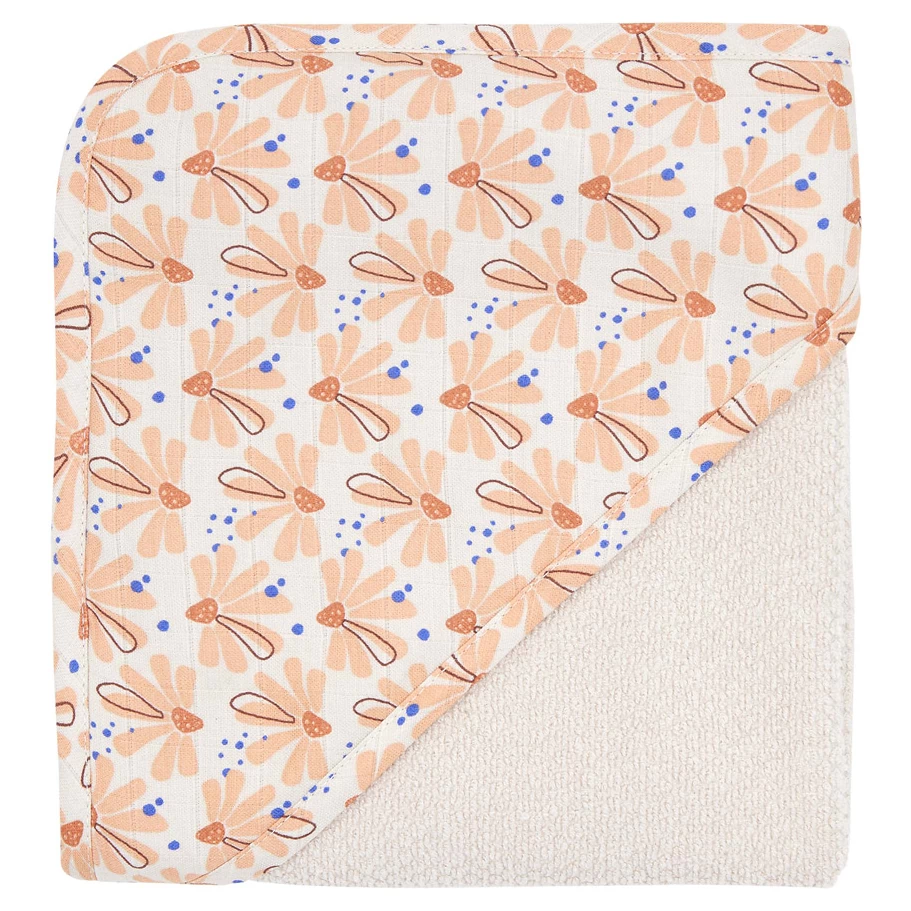 LUMA Babycare froté osuška s kapucí Memphis grey varianta Flowerfever Nude