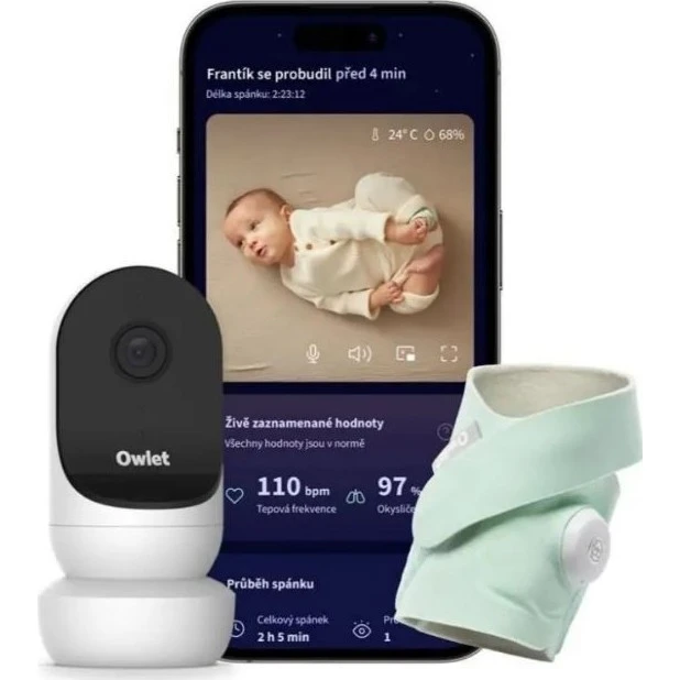 OWLET Ponožka Dream Sock + chůvička Cam 2 Bundle varianta Mint