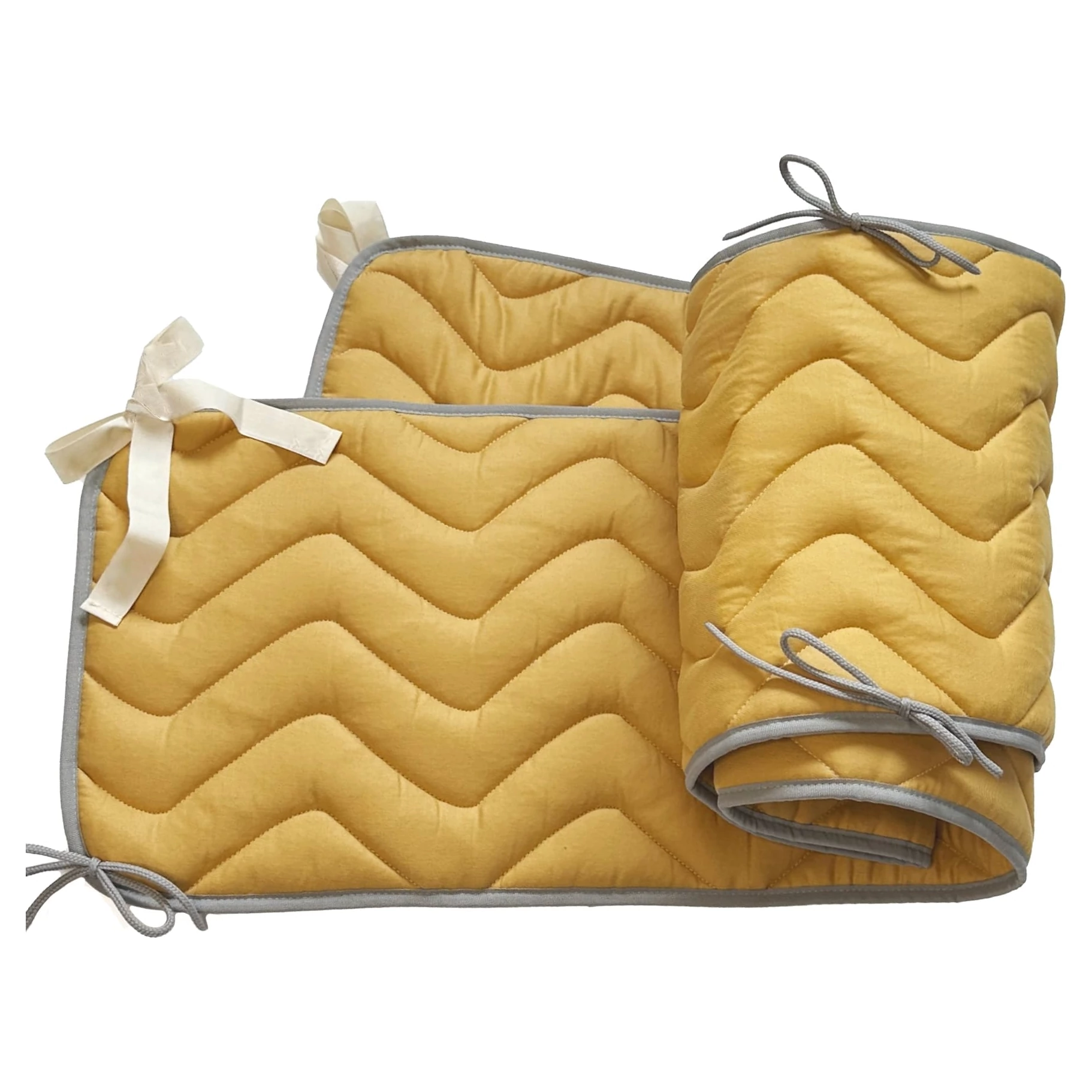 PINKIE Mantinel do postýlky BIO varianta Wave Ochre