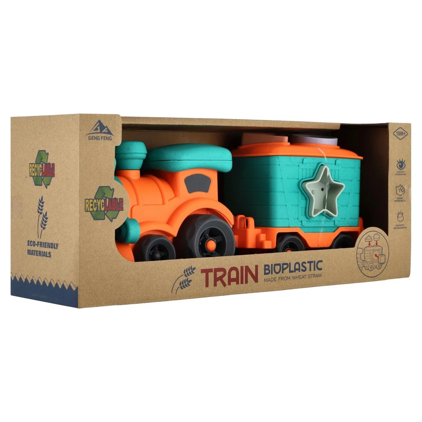 Teddies Vláček s vagónem bioplast 30cm vkládačka - 