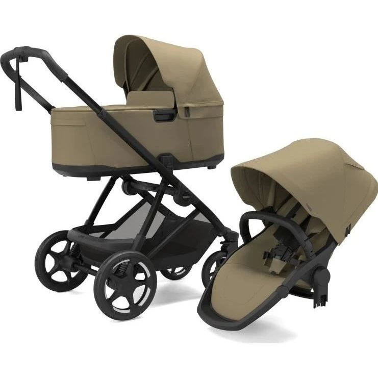 Thule Charm 2v1 kočárek s korbičkou varianta Světlá khaki