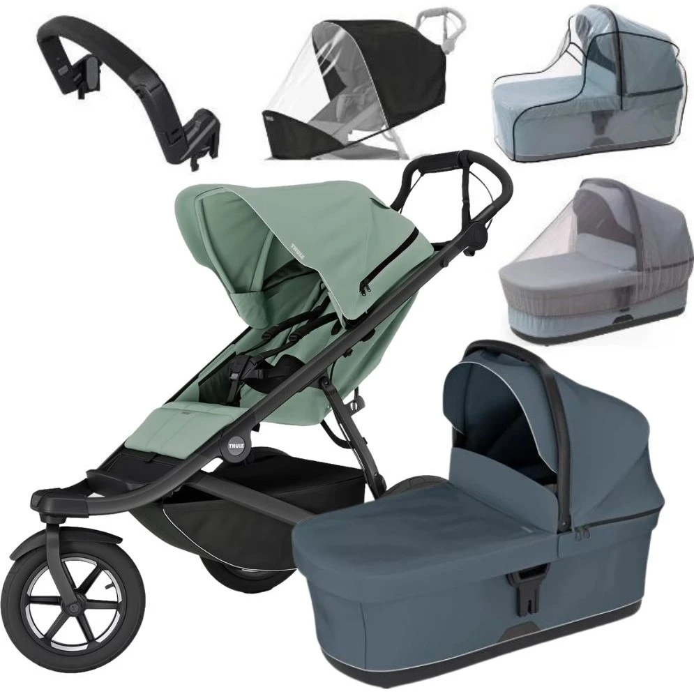 Thule Urban Glide 3 MAXI set varianta Mist green + dark slate korbička