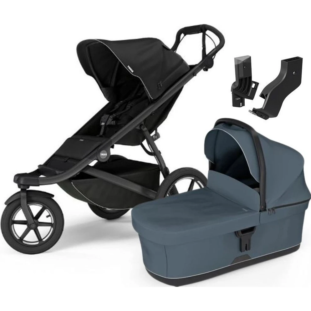 Thule Urban Glide 3 MIDI set s korbou varianta Black sporťák + dark slate korbička