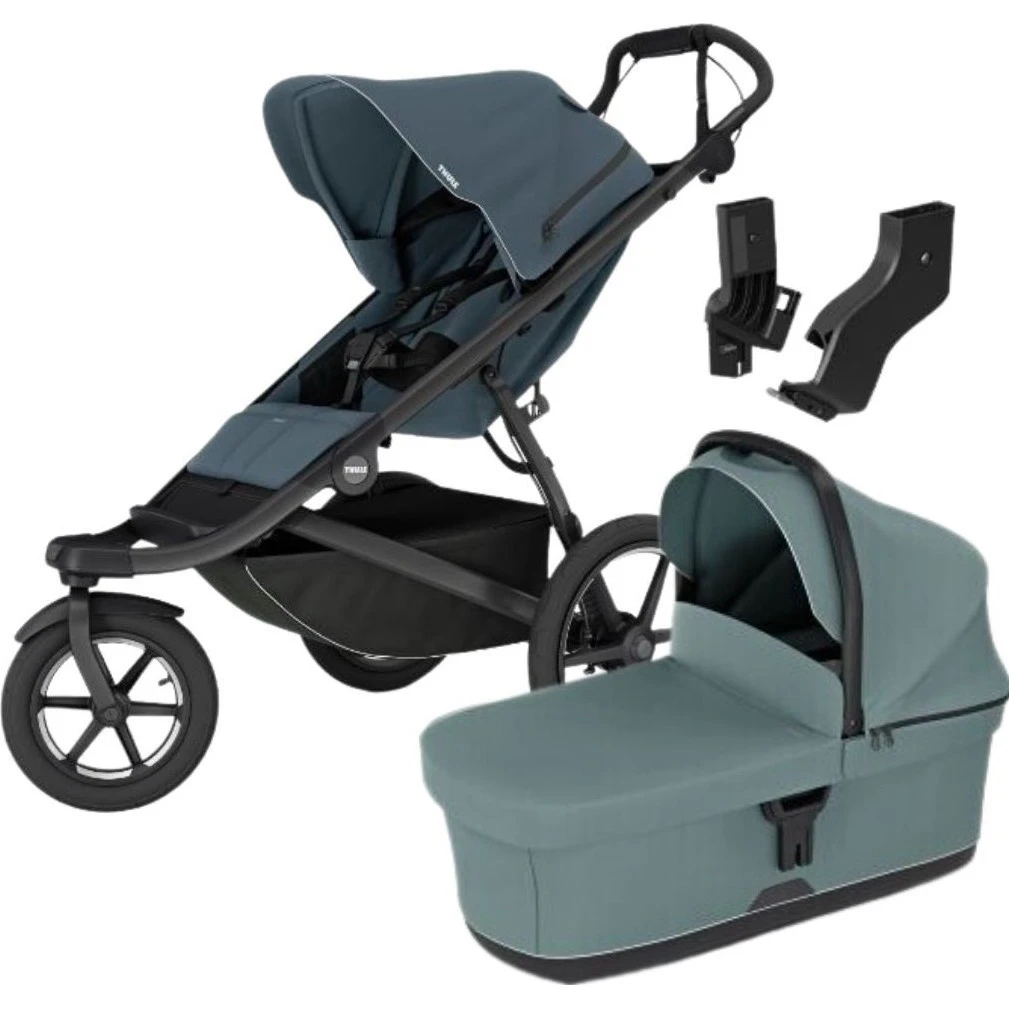 Thule Urban Glide 3 MIDI set s korbou varianta Dark slate sporťák + mid blue korbička