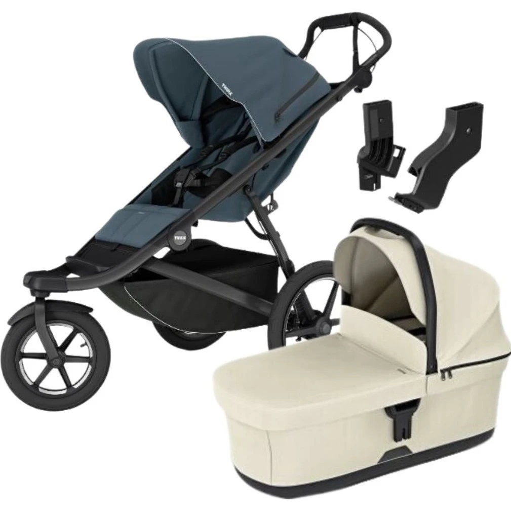 Thule Urban Glide 3 MIDI set s korbou varianta Dark slate sporťák + soft taupe korbička