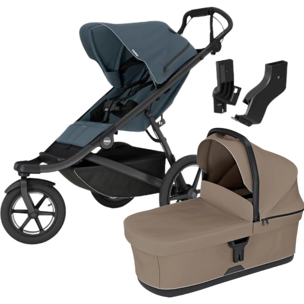 Thule Urban Glide 3 MIDI set s korbou varianta Dark slate sporťák + tinted taupe korbička