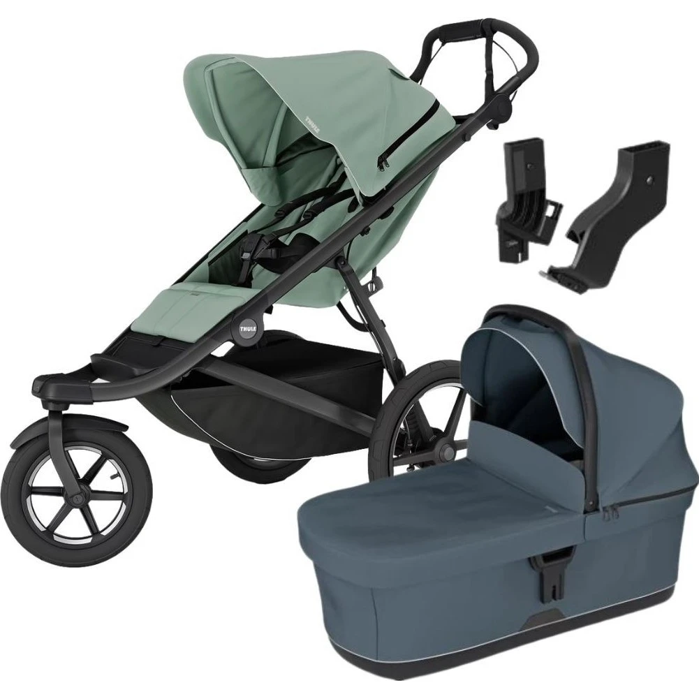 Thule Urban Glide 3 MIDI set s korbou varianta Mist green sporťák + dark slate korbička