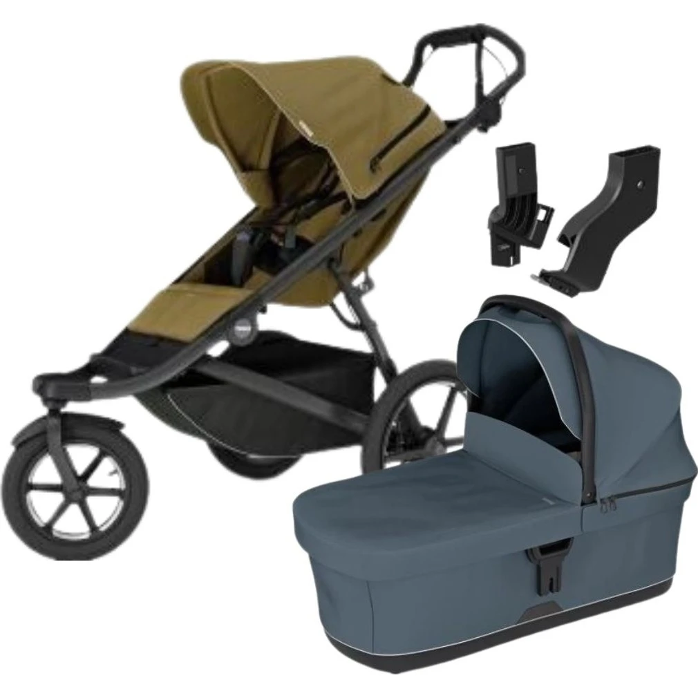 Thule Urban Glide 3 MIDI set s korbou varianta Nutria green sporťák + dark slate korbička