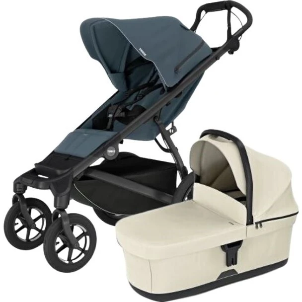 Thule Urban Glide 4 wheel MIDI set s korbou varianta Dark slate sporťák + soft beige korbička