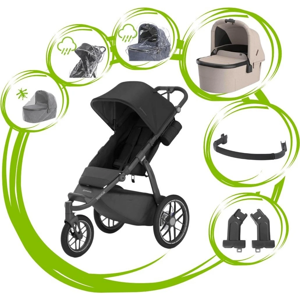 UPPAbaby Ridge V2 varianta James black + ada sandstone