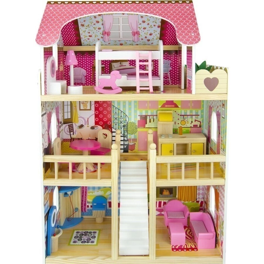 URW Dřevěný domeček pro panenky - Čelní pohled