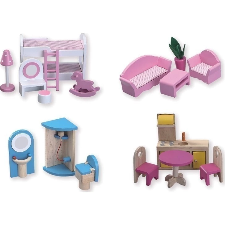 URW Dřevěný domeček pro panenky - Nábytek