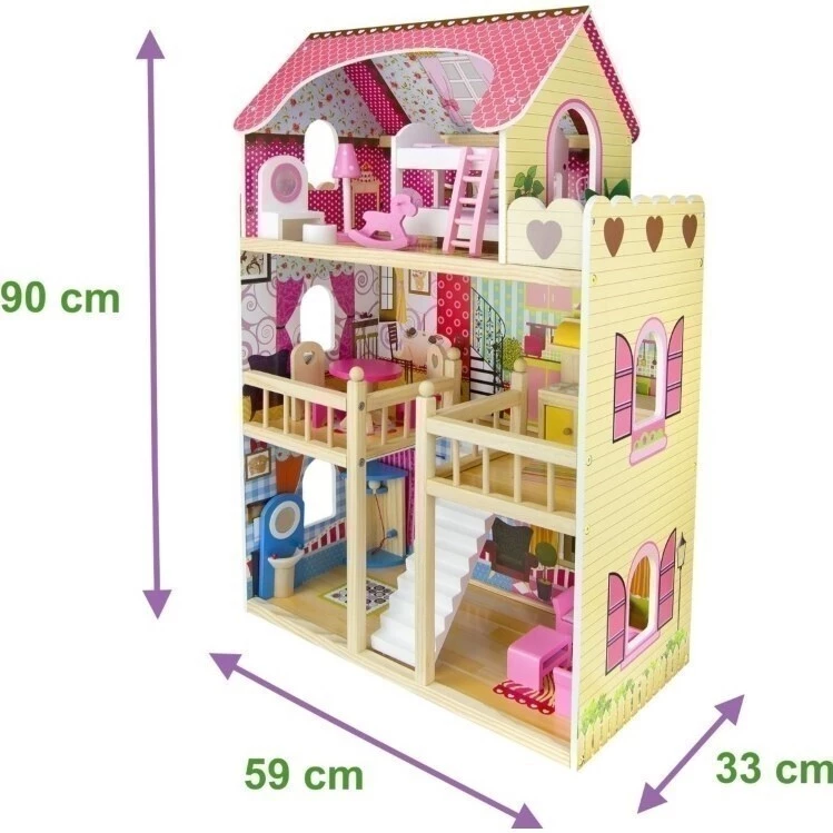 URW Dřevěný domeček pro panenky - Rozměry domečku