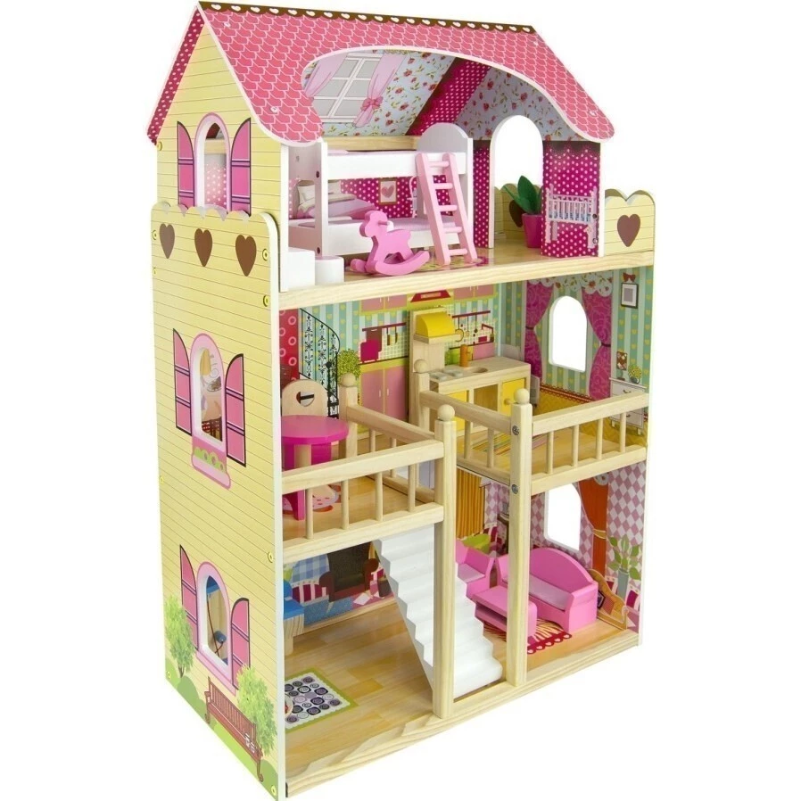URW Dřevěný domeček pro panenky - Domeček z boku