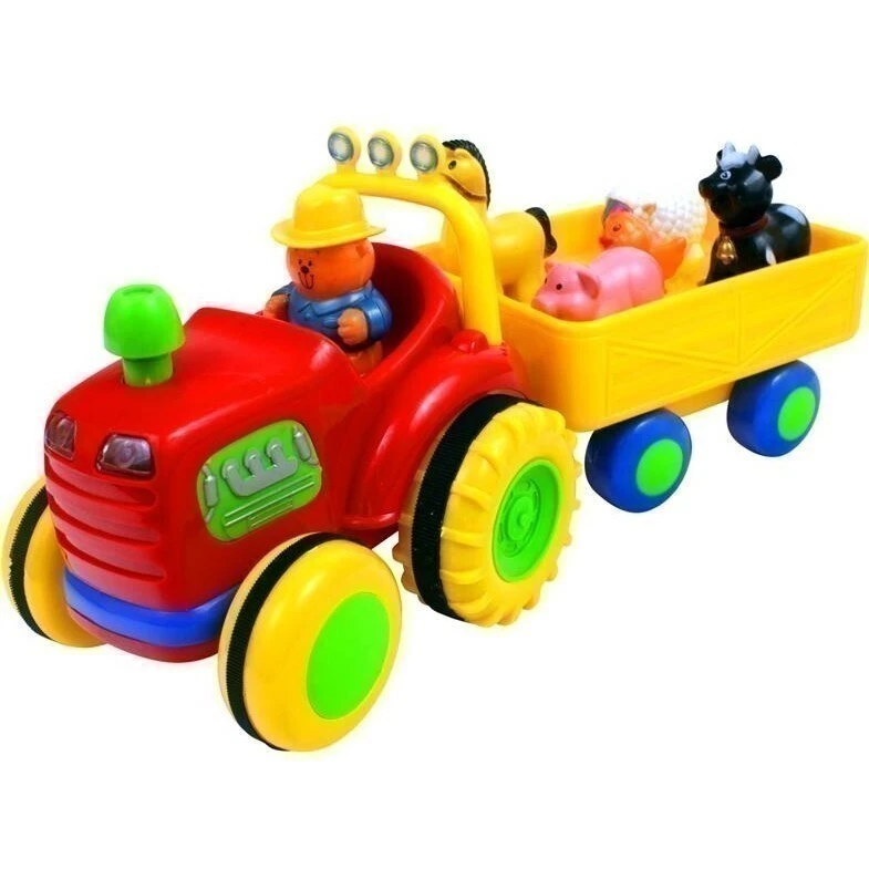 URW Interaktivní traktor s vozem a zvířátky - Řidič - farmář