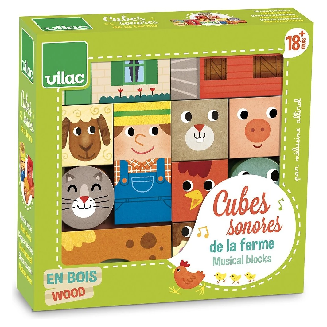 Vilac Dřevěné zvukové kostky Farma - 