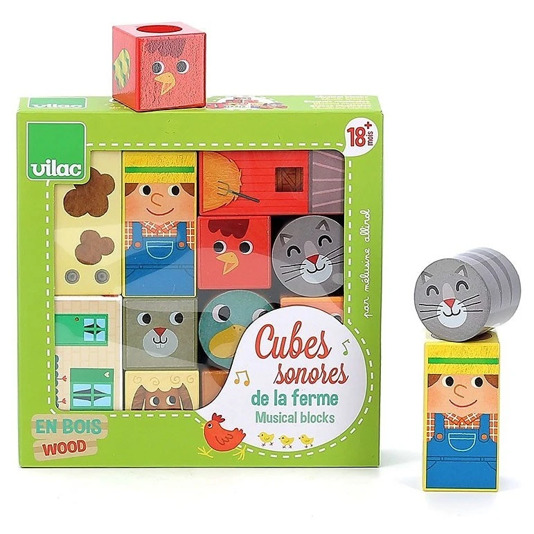 Vilac Dřevěné zvukové kostky Farma - 
