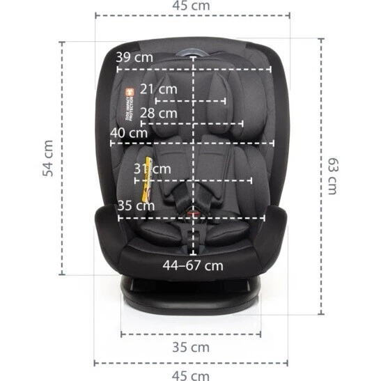 Zopa Autosedačka Universal Fix 2 - Rozmměry Universal Fix 2