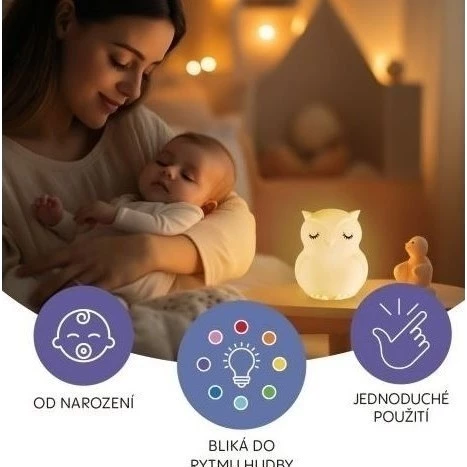 ZOPA Silikonová LED noční lampička s hudbou vel. L - Zopa silikonová LED noční lampička s hudbou vel. L