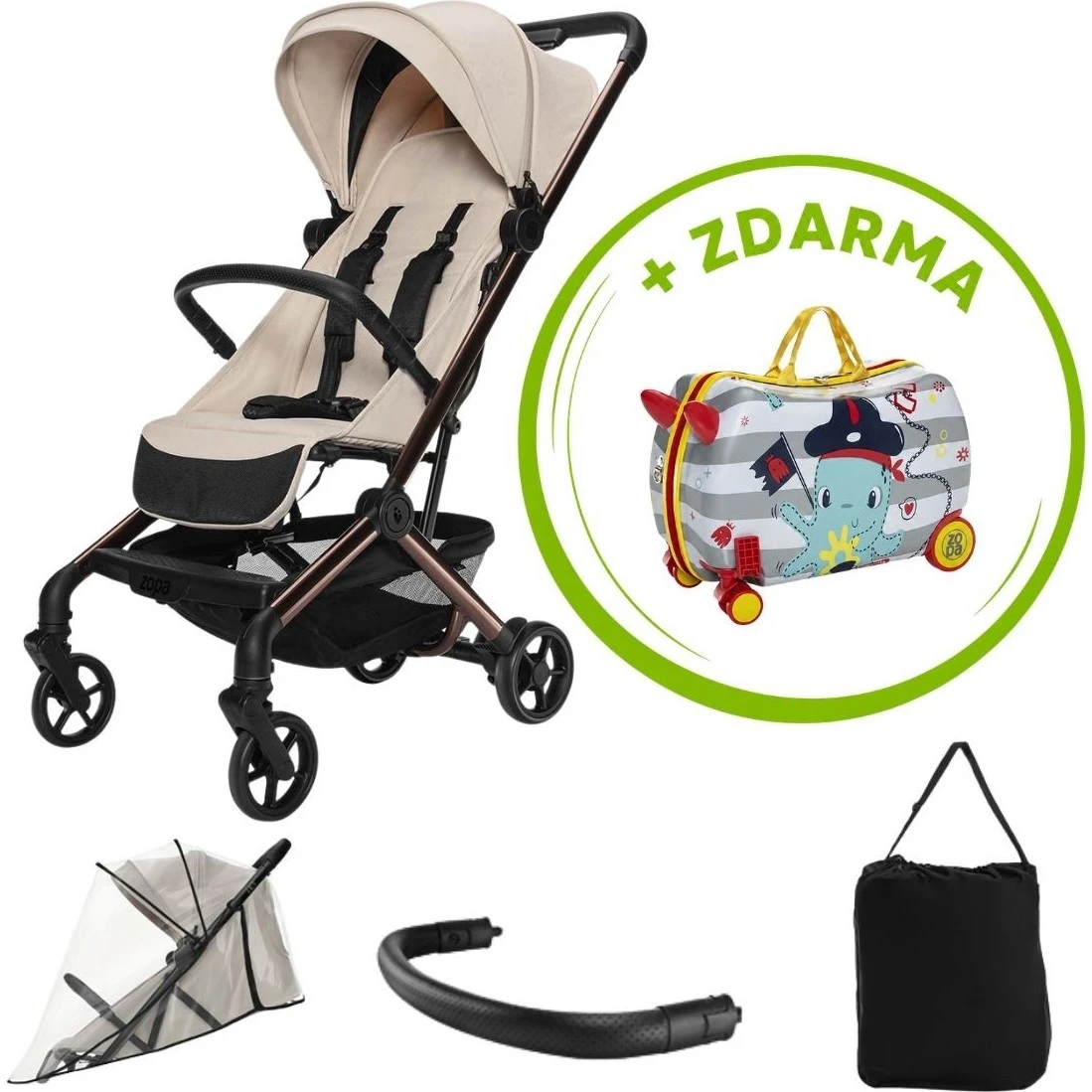 Zopa Sportovní kočárek Jet + kufřík Pack & Ride ZDARMA varianta Quartz beige