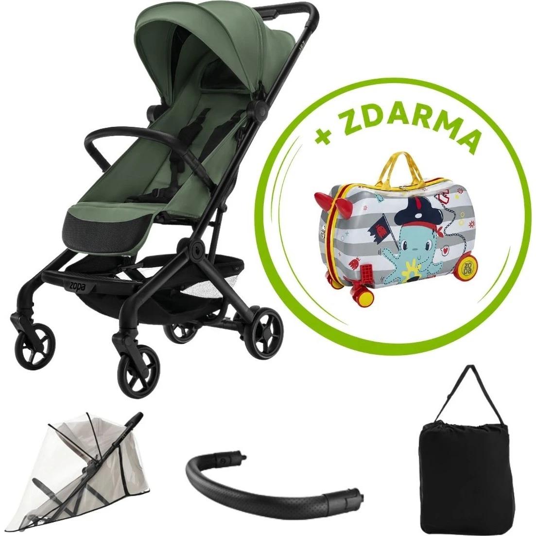 Zopa Sportovní kočárek Jet + kufřík Pack & Ride ZDARMA varianta Rocky green
