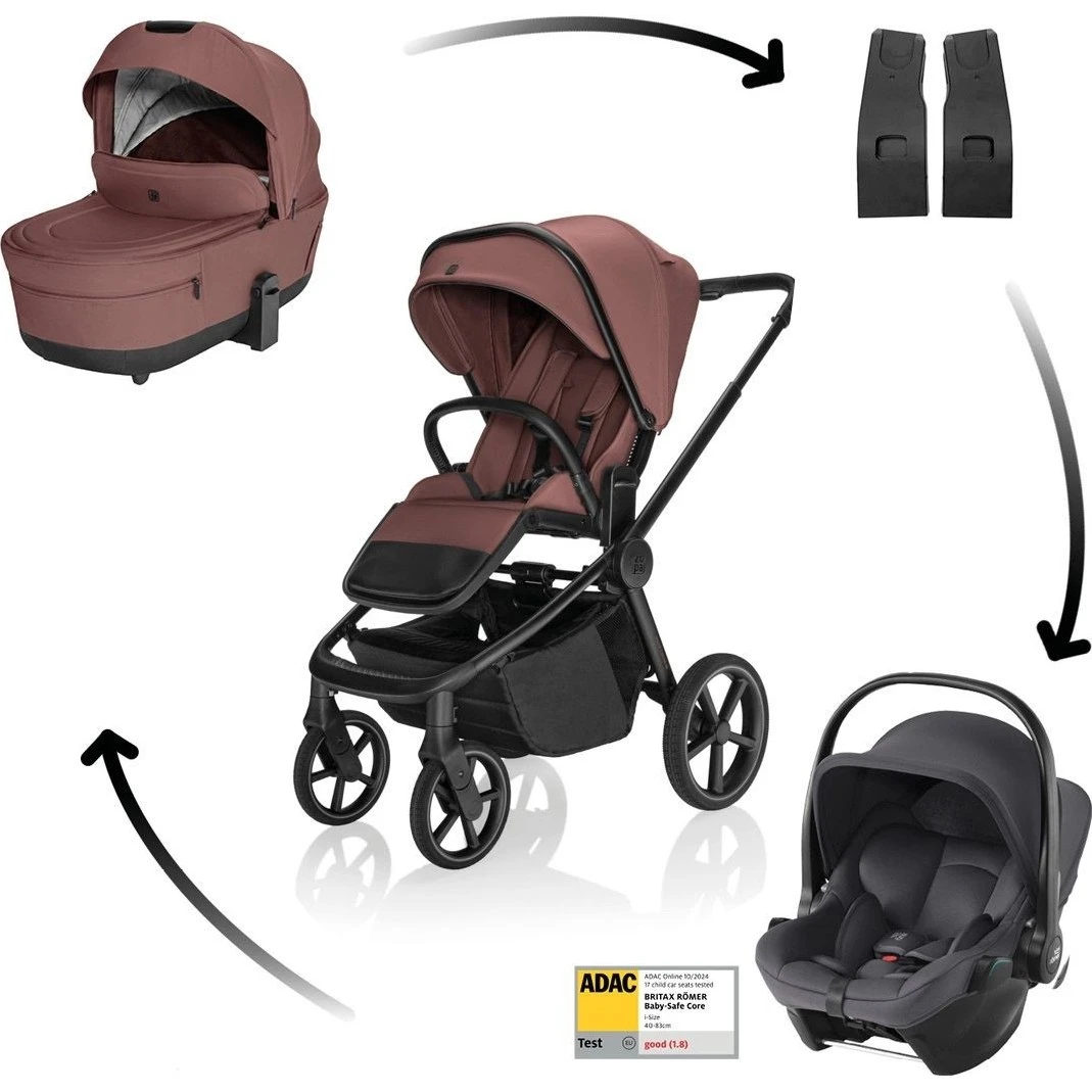 ZOPA SET Kočárek Move Cross 5X + autosedačka Baby-Safe Core varianta Amber brown