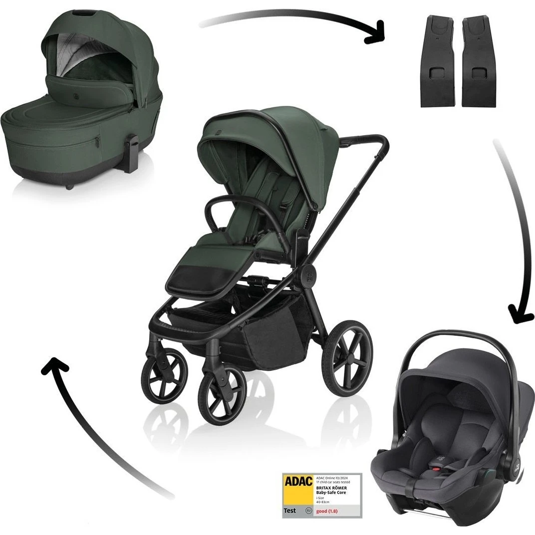 ZOPA SET Kočárek Move Cross 5X + autosedačka Baby-Safe Core varianta Oak green