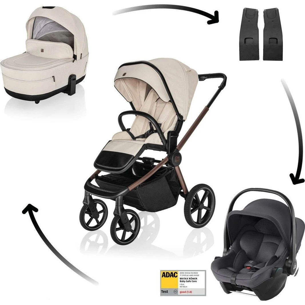 ZOPA SET Kočárek Move Cross 5X + autosedačka Baby-Safe Core varianta Quartz beige