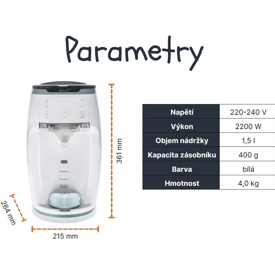 ZOPA Babyccino přístroj na přípravu kojeneckého mléka - 