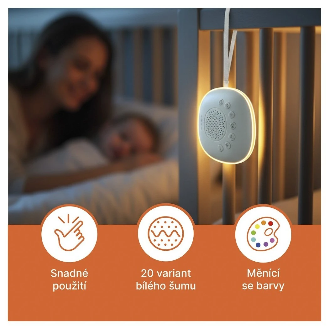 ZOPA Přenosný usínací modul Premium s LED světlem, bílým šumem a zvuky - 