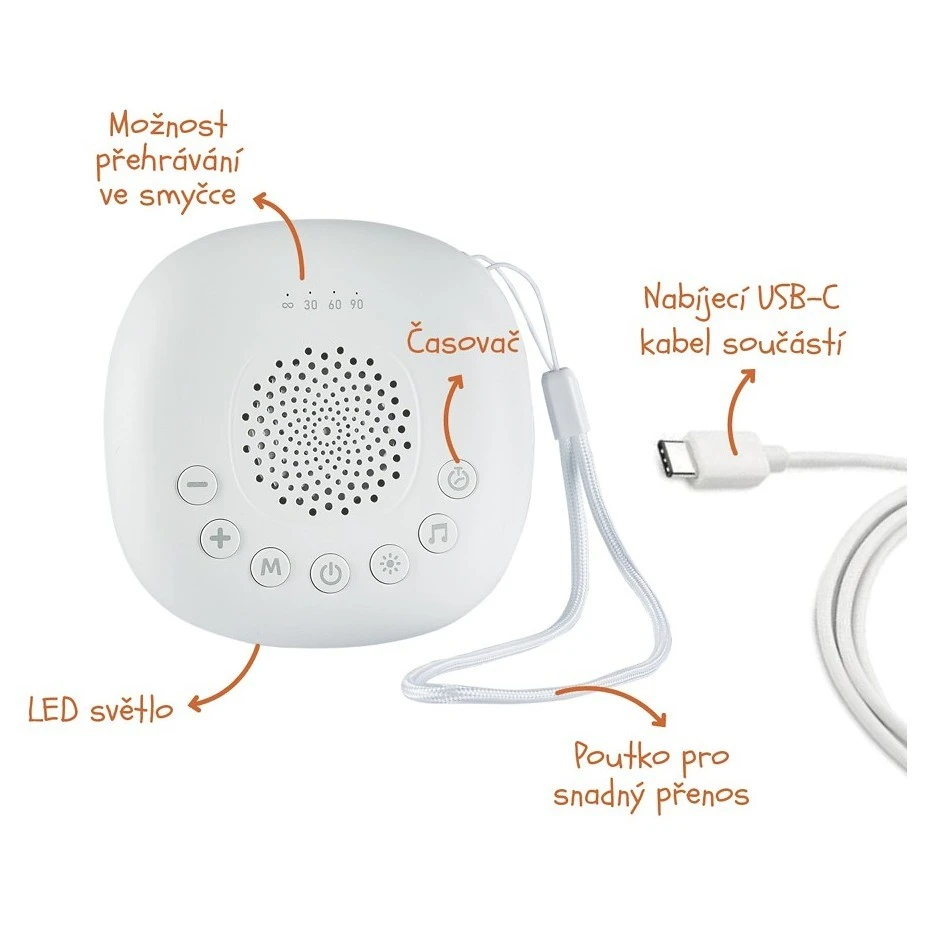 ZOPA Přenosný usínací modul Premium s LED světlem, bílým šumem a zvuky - 