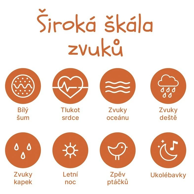 ZOPA Přenosný usínací modul Premium s LED světlem, bílým šumem a zvuky - 