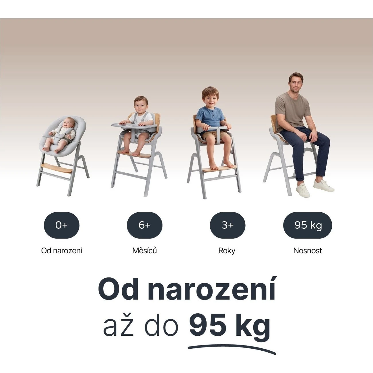 ZOPA Set 3 židlička Inspira 2 + novorozenecký set + houpací základna - 
