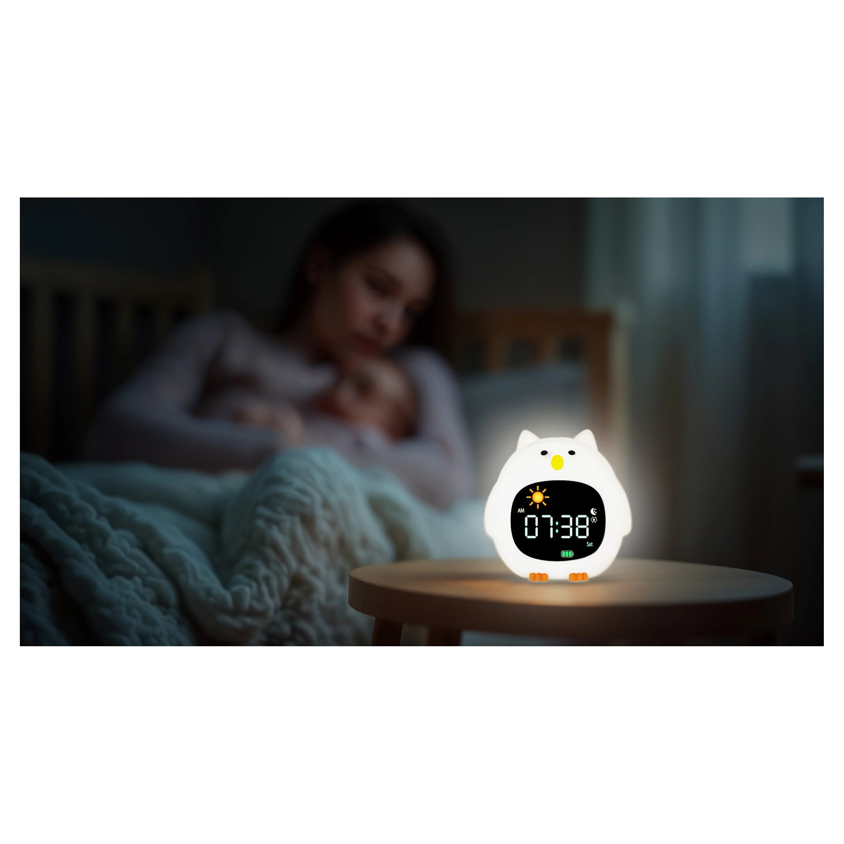 Zopa Silikonový dětský budík s nočním světlem a hudbou - 