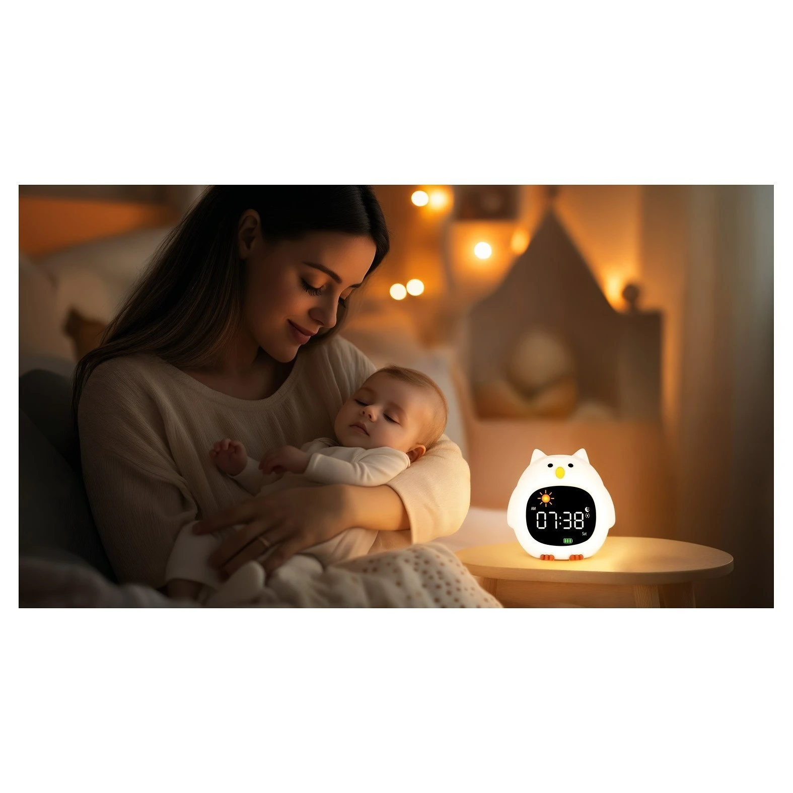 Zopa Silikonový dětský budík s nočním světlem a hudbou - 