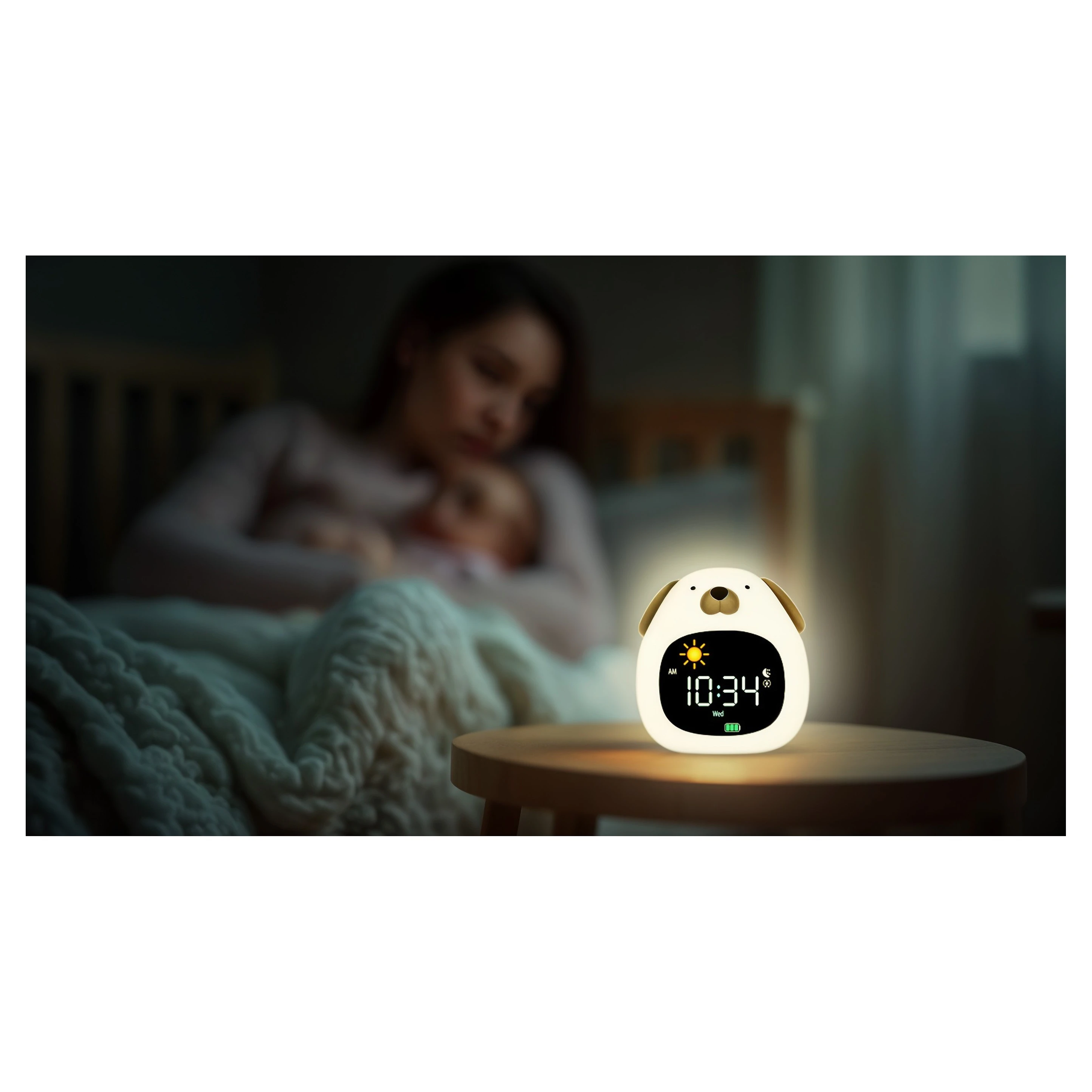 Zopa Silikonový dětský budík s nočním světlem a hudbou - 