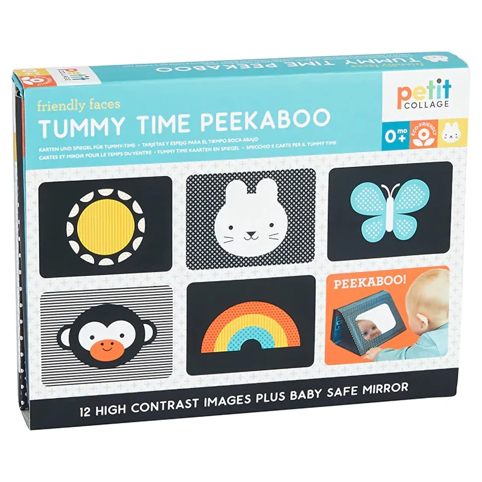 Petit Collage Čas na bříšku - zrcátko s obrázky Peekaboo - 